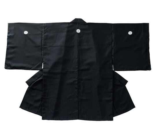 [For Iaido Demonstrations] Tetron Crested Kimono (Embroidered Crest) (Black, White)