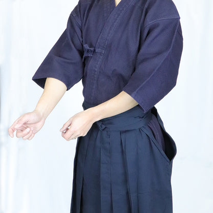 Kendo Gi/Hakama Set [Navy single layer weave embroidered Kendo Gi] + [New special Tetron Hakama]